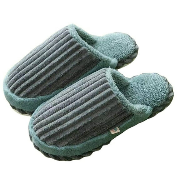 Lovskoo 2024 Women's And Men's Slippers Home Cotton Slippers Corduroy Splicing Couple Home Shoes Warm Plush Cotton Slippers Soft Bottom Mute Non-Slip Gray