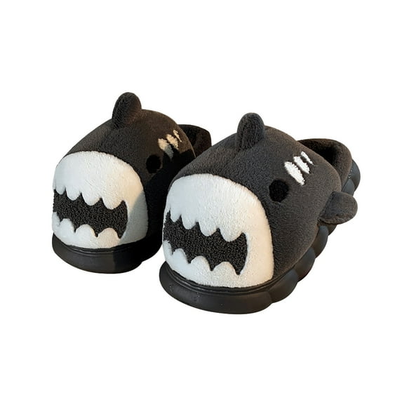 Lovskoo 2024 Women's And Men's Slippers Sharks Cute Couple Cotton Shoes Winter Dressy Warm Wear Thick Bottom Padded Home Non-Slip And Cotton Slippers Dark Gray