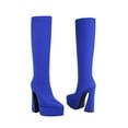 thumbnail image 1 of Lovskoo 2024 Women's Mid Calf Boots Pointed Toe Platform Chunky Heel Fall/Winter Thick Bottom Pointed Shaped Heel Large Suede Medium Sleeve Boots Blue, 1 of 7