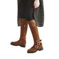 thumbnail image 1 of Lovskoo 2024 Women's Middle Knee High Boots Round Toe Platform Fleece Flat Bottomed Long Boots Medium Boots High Boots Brown, 1 of 8