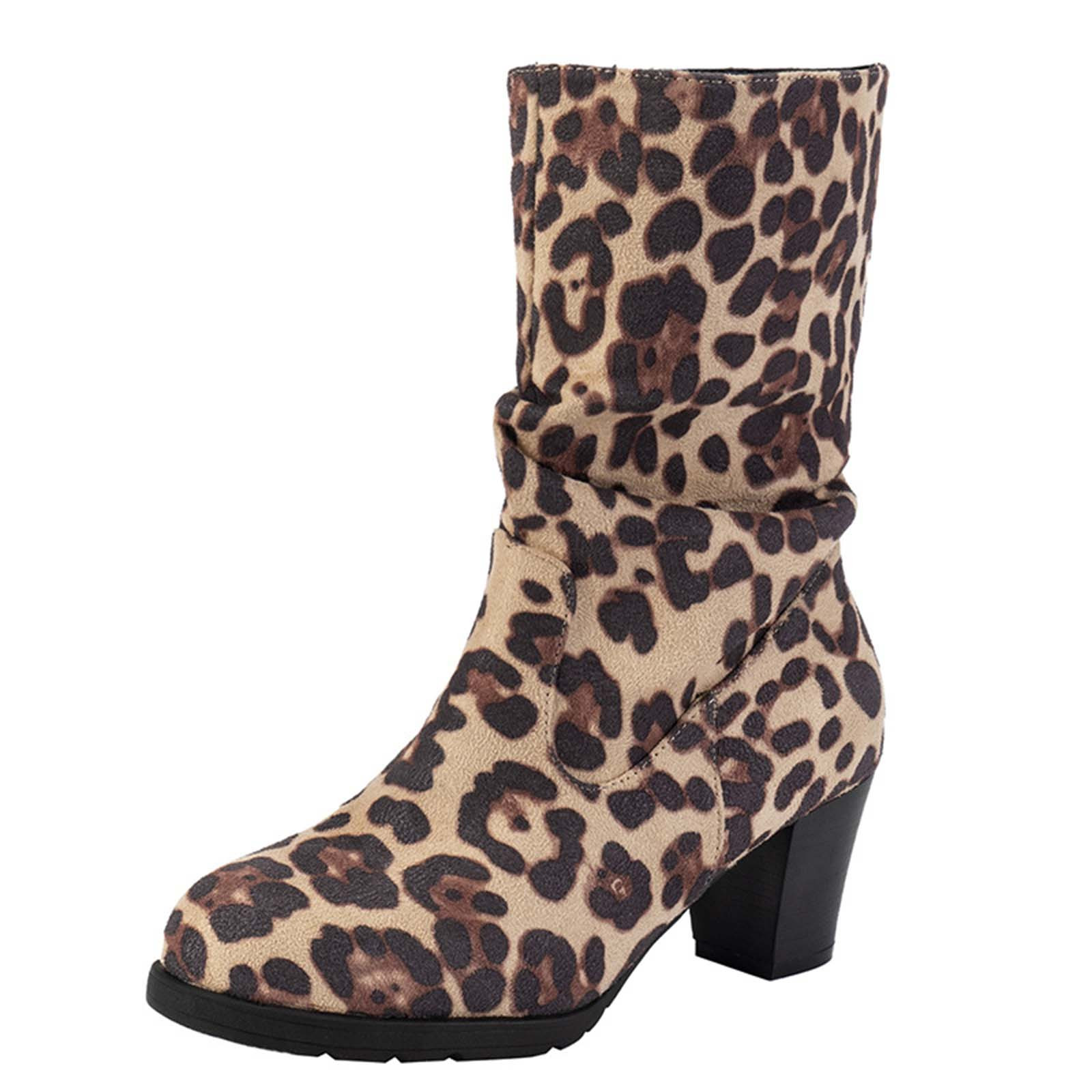 Lovskoo 2024 Women's Middle Mid Calf Boots Pointed Toe Chunky Heel Plus