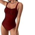 thumbnail image 1 of Lovskoo 2024 Women's One Piece Bathing Suit Tummy Control Swimsuits Ruched Slimming Support Full Coverage 1 Piece Swimwear Burgundy-L, 1 of 5