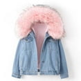 thumbnail image 1 of Lovskoo 2024 Women's Oversized Hooded Jacket Faux Fur Warm Denim Winter Overcoat Sherpa Lined Denim Qulited Jacket Jean Coat Pink, 1 of 7