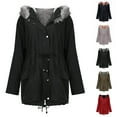 thumbnail image 1 of Lovskoo 2024 Women's Parka Winter Cotton Mid Length Hooded Winter Warm Plush Coat Black, 1 of 4