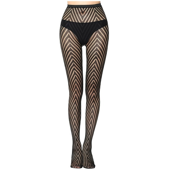 Lovskoo 2024 Women's Patterned Fishnet Tights High Waist Pantyhose Floral Sheer Stockings Black-P