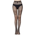 thumbnail image 1 of Lovskoo 2024 Women's Patterned Fishnet Tights High Waist Pantyhose Floral Sheer Stockings Black-R, 1 of 4