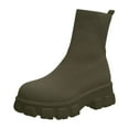 thumbnail image 1 of Lovskoo 2024 Women's Platform Knit Ankle Boots Slip On Wedding Dress Shoes Comfortable Non-Slip Elastic Outdoor Winter Knitted Booties Olive Green, 1 of 4