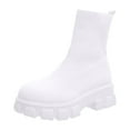 thumbnail image 1 of Lovskoo 2024 Women's Platform Knit Ankle Boots Slip On Wedding Dress Shoes Comfortable Non-Slip Elastic Outdoor Winter Knitted Booties White, 1 of 4