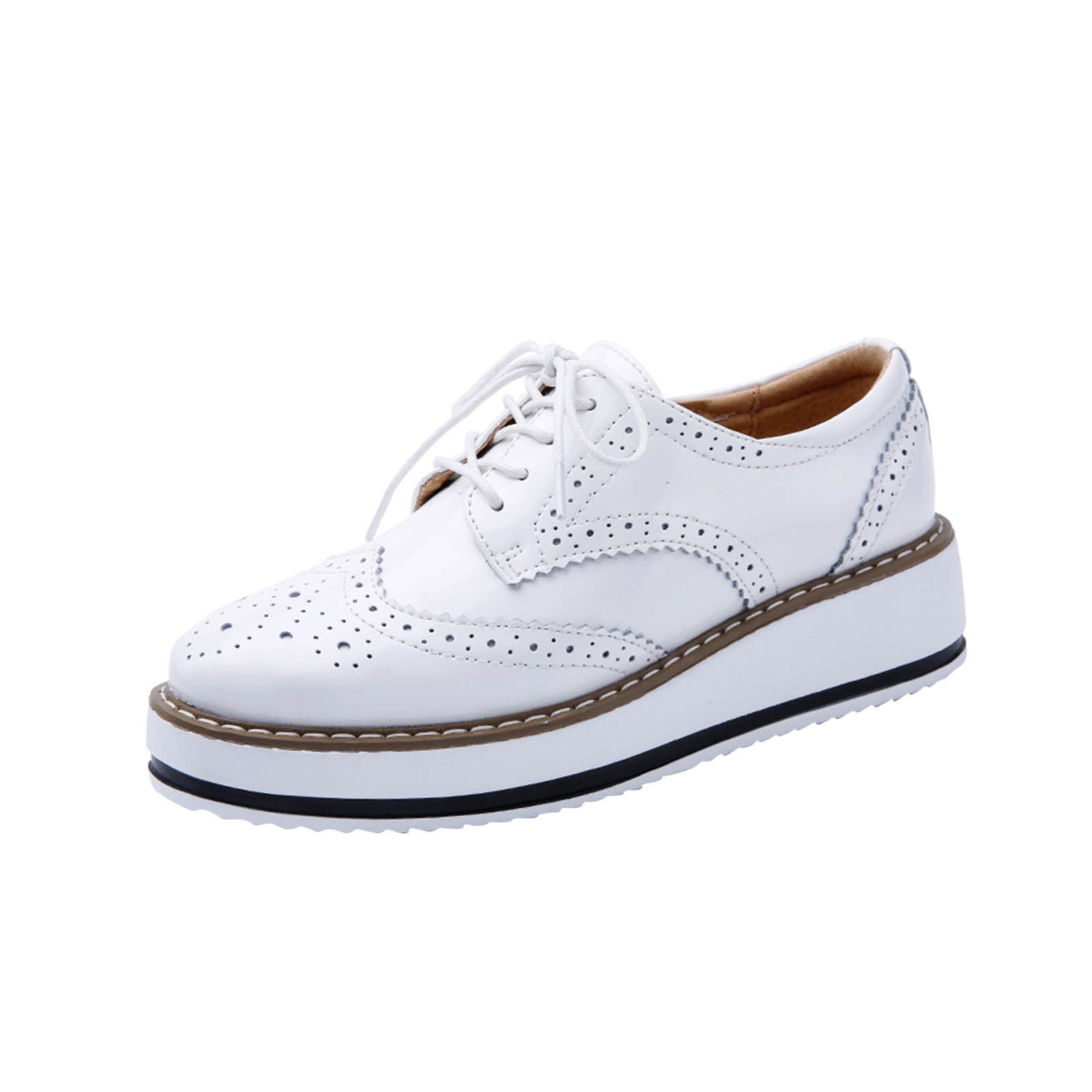 Thick Platform Lace-Up Genuine Leather Shoes main image 1
