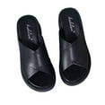 thumbnail image 1 of Lovskoo 2024 Women's Platform Wedges Sandals Open Toe Summer Ladies Slides Thick Soled Shoes Casual Slippers Black, 1 of 7