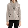 thumbnail image 1 of Lovskoo 2024 Women's Plus Size Hooded Faux Leather Jacket Moto Biker Coat Motorcycle Outerwear Fall Jackets for Women 2023 Beige L, 1 of 7