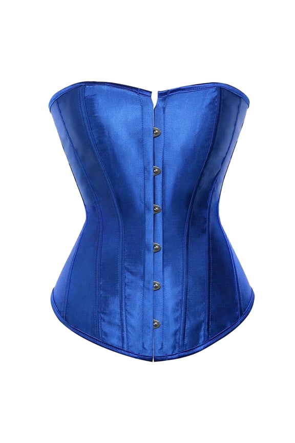 2024 Women's Plus Size Renaissance Corset Lace Up Boned Overbust Waist Cincher Corset Bustier Gothic Shapewear Sleepwear Bodyshaper Top Halloween Costume Blue