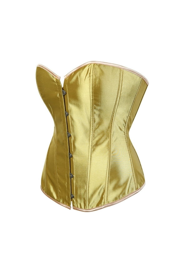 2024 Women's Plus Size Renaissance Corset Lace Up Boned Overbust Waist Cincher Corset Bustier Gothic Shapewear Sleepwear Bodyshaper Top Halloween Costume Yellow