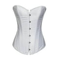 thumbnail image 1 of Lovskoo 2024 Women's Plus Size Renaissance Corset Lace Up Boned Overbust Waist Cincher Corset Bustier Gothic Shapewear Lingerie Bodyshaper Top Halloween Costume White, 1 of 2
