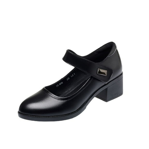 Lovskoo 2024 Women's Pumps Chunky Heels Platform Shoes Comfort Round Closed Toe Block Heel Pumps Dress High Heeled Office Shoes Black