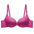 thumbnail image 1 of Lovskoo 2024 Women's Push-Up T-shirt Bra - Knit Fabric Elegant Solid Color Easy-to-Wash Figure-Enhancing Sleepwear Hot Pink-M, 1 of 7