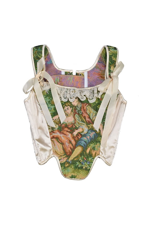 2024 Women's Renaissance Corset Lace Up Boned Overbust Waist Trainer Cincher Corset Bustier Sleepwear Bodyshaper Top Halloween Costume Gothic Shapewear Beige