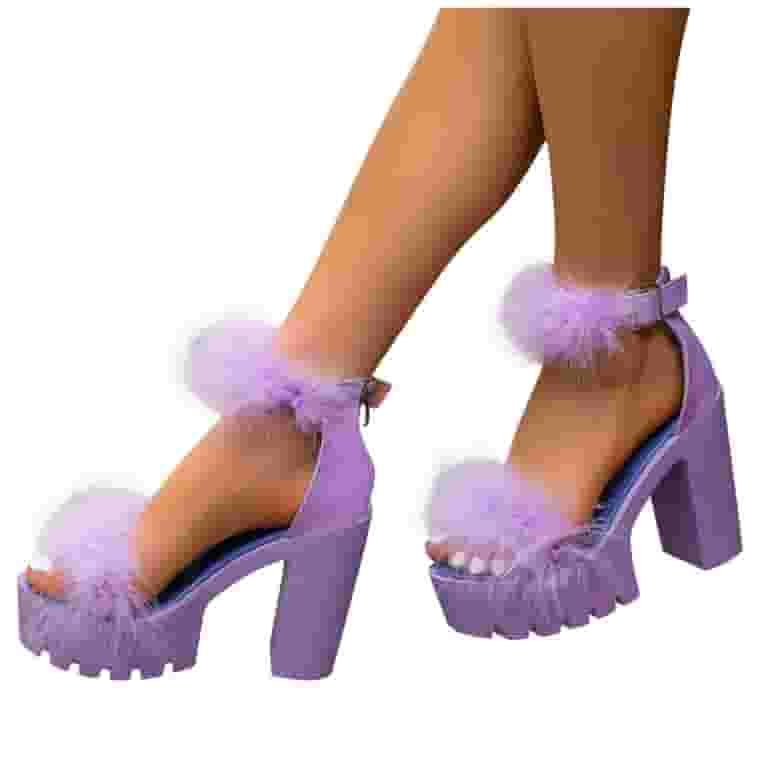 Fluffy Lavender Platform Heels Adore 724 Passion Purple Marabou