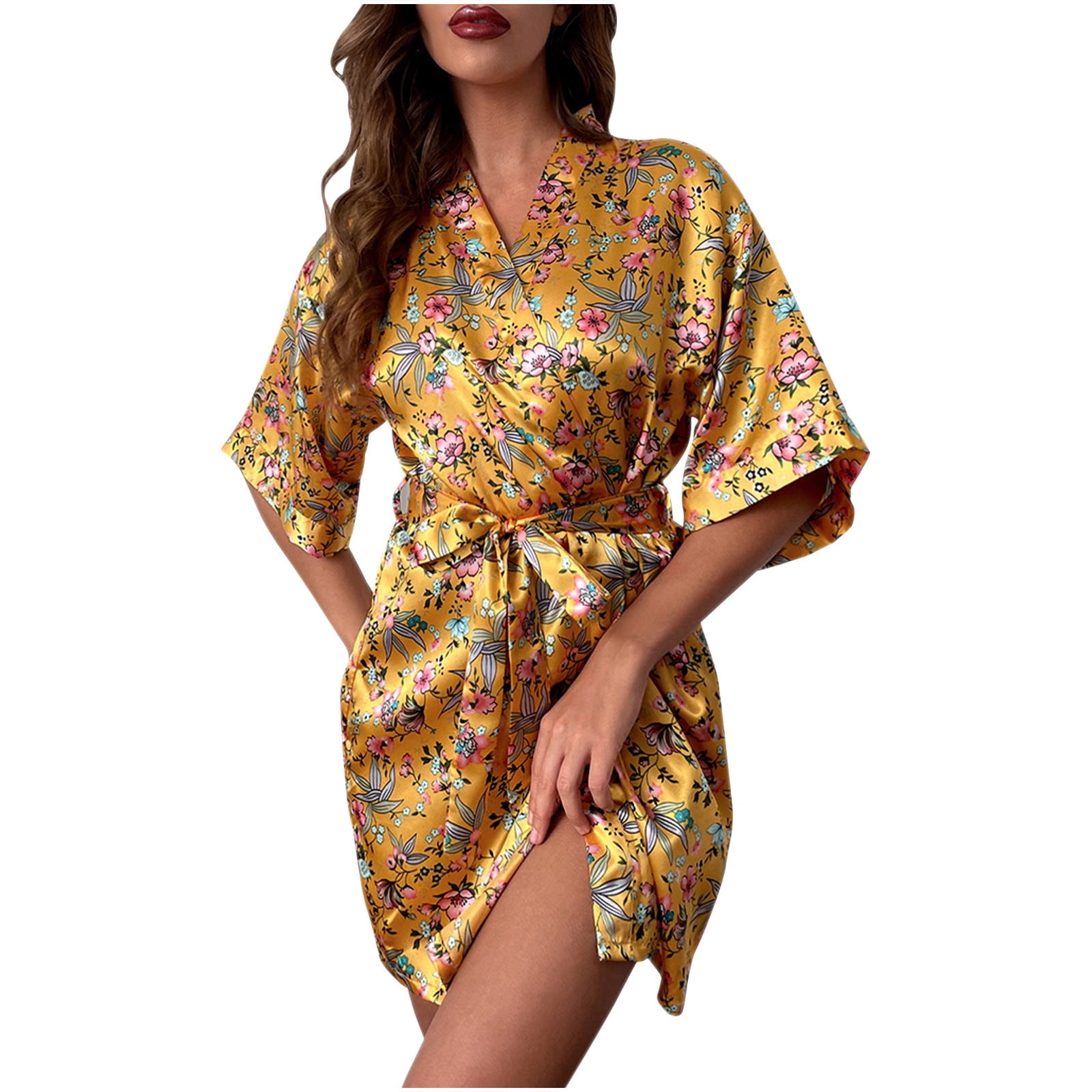 Lovskoo 2024 Women's Satin Robe Valentines Sleepwear for Women Kimono ...