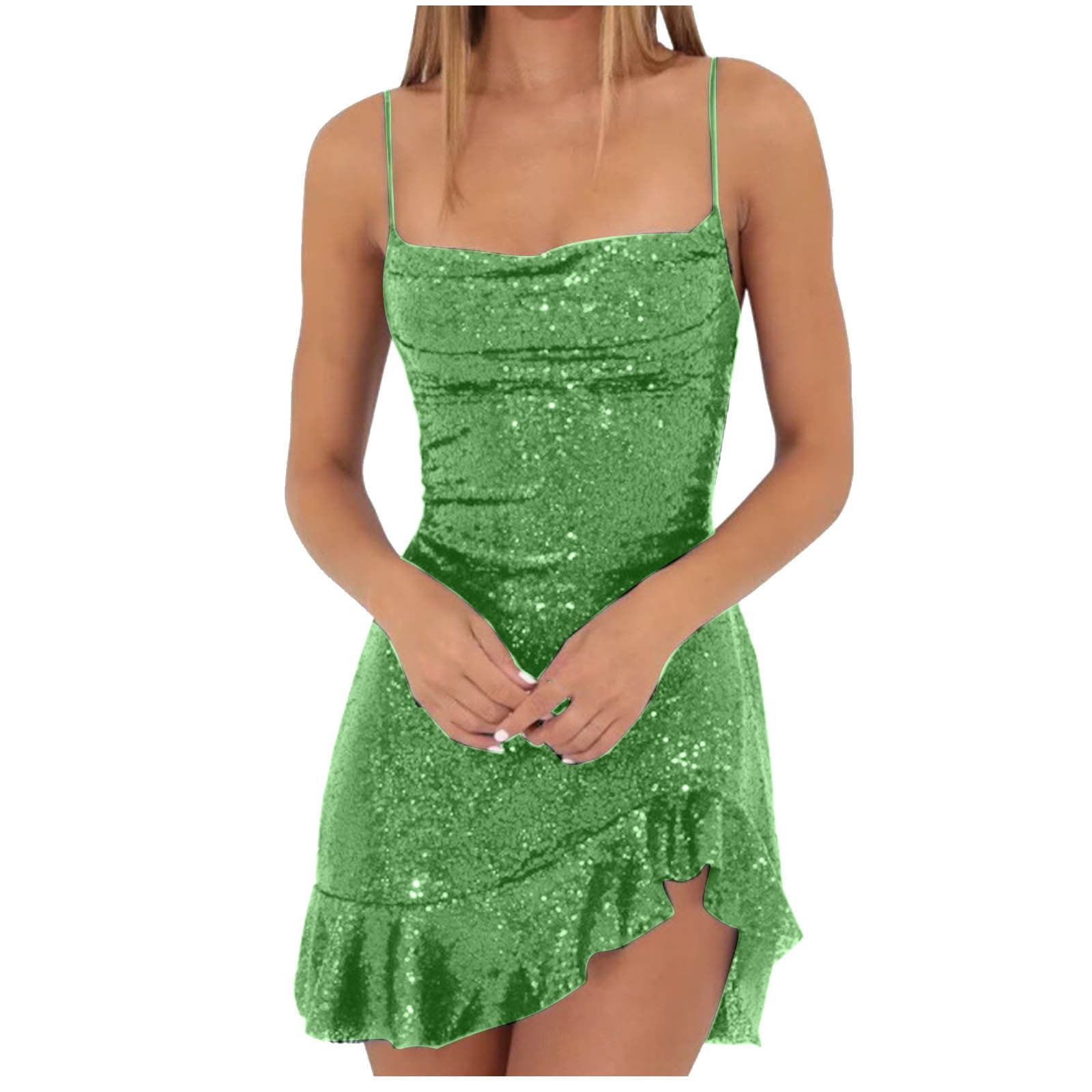 Olive Green Sequin Strapless Corset Mini Dress - Evening Party Club-wear with Dazzling Sparkle main image 0