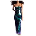 thumbnail image 1 of Lovskoo 2024 Women's Sleeveless Sequin Formal Dress Sparkly Spaghetti Strap Long Cocktail Party Sequin Gown Green, 1 of 3
