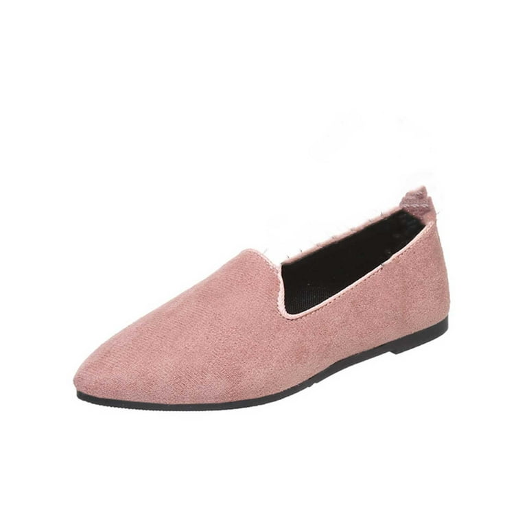 Lovskoo 2024 Women's Slip On Flats Sandals Pointed Toe Large Size Pointed  Suede Four Seasons Comfortable Cozy Flats Pink