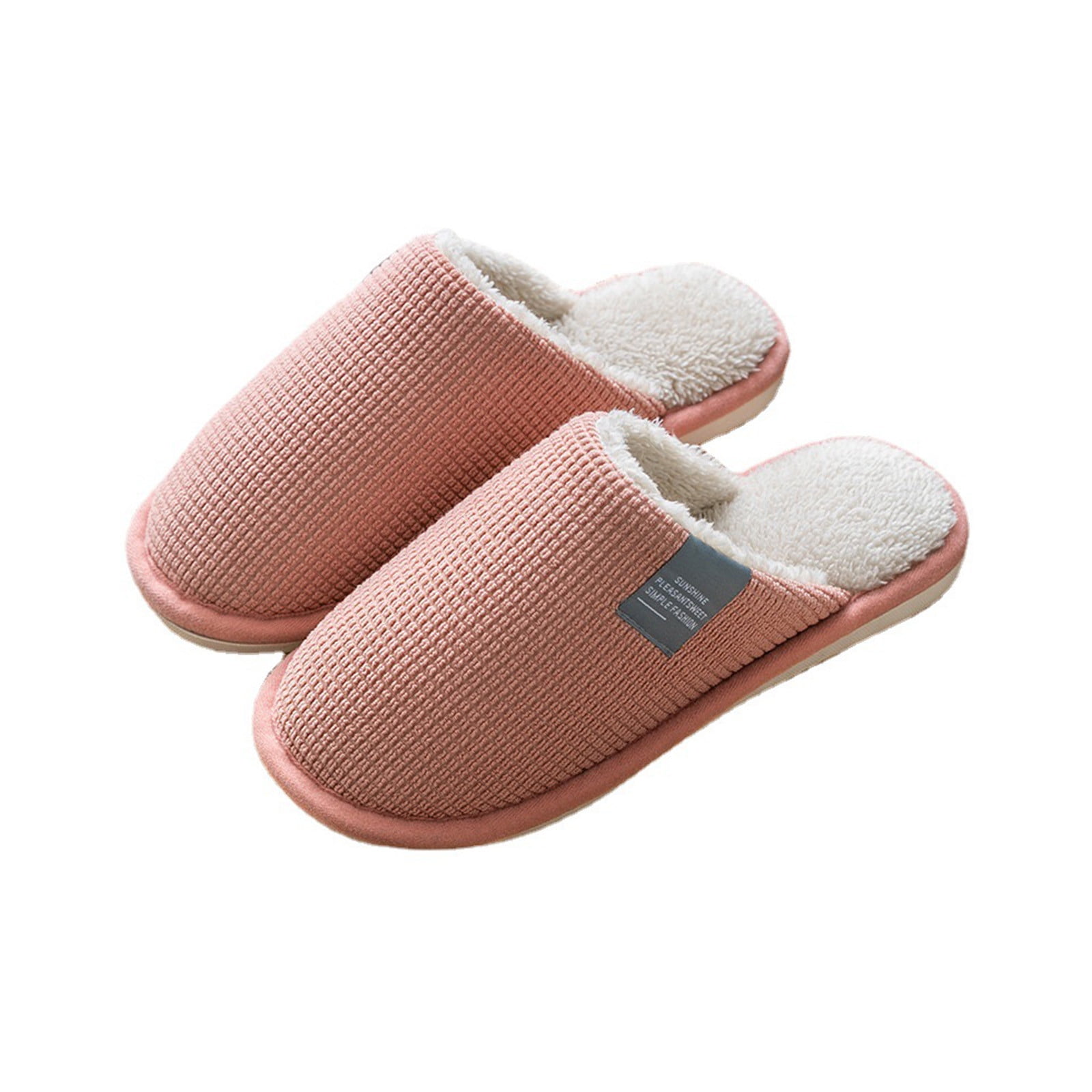 Lovskoo 2024 Women's Slip On Fuzzy House Slippers Memory Foam Slippers  Scuff Outdoor Indoor Warm Plush Bedroom Shoes with Faux Fur Lining Pink 