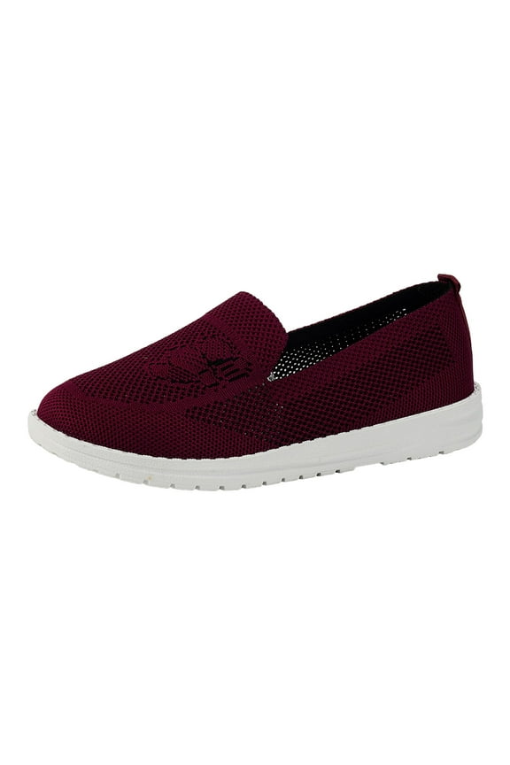 2024 Women's Slip On Lightweight Mesh Walking Shoes Breathable Fashion Casual Round Toe Comfy Cozy Shoes Burgundy