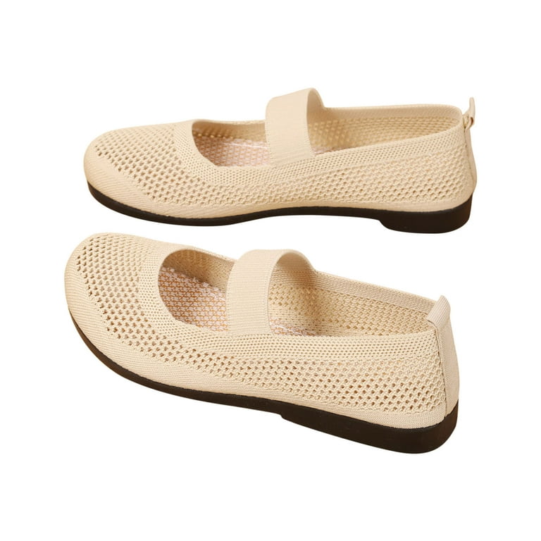 Lovskoo 2024 Women's Slip On Lightweight Mesh Walking Shoes Cotton  Breathable Comfortable Soft Sole Non-Slip Flats Khaki