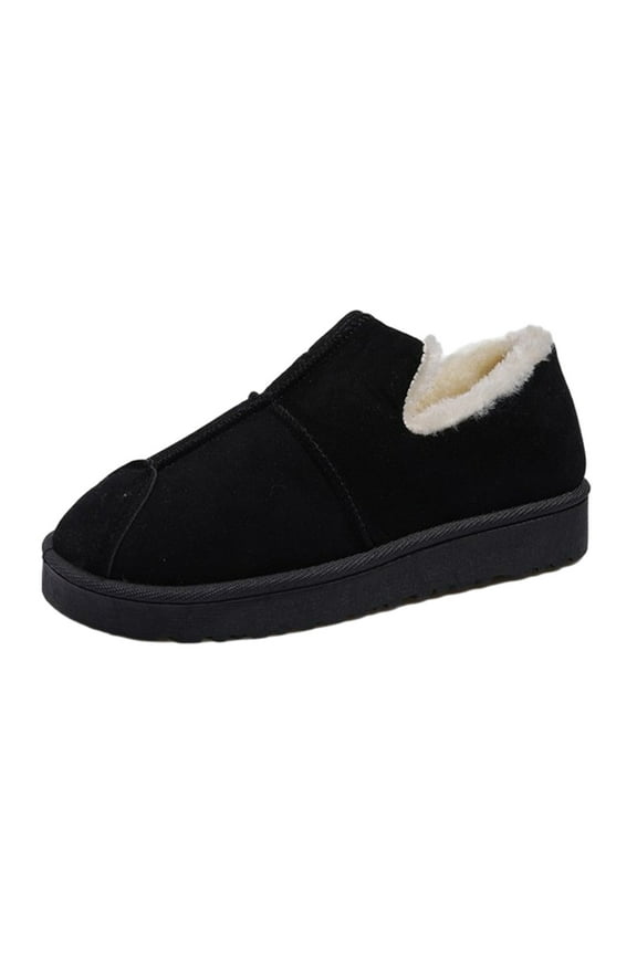 2024 Women's Slip On Platform Mini Boots Short Ankle Boot Fleece Lined Sneakers House Slippers Anti-Slip Boot for Outdoor Black