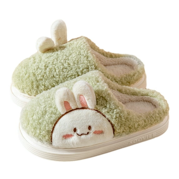 Lovskoo 2024 Women's Slippers Cute Slippers Warm Winter Slippers Soft Fleece Plush House Slippers Indoor Outdoor Green