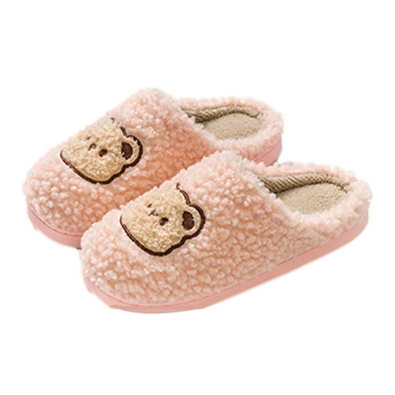 Lovskoo 2024 Women's Slippers Cute Slippers Warm Winter Slippers Soft Fleece Plush House Slippers Indoor Outdoor Pink