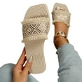 thumbnail image 1 of Lovskoo 2024 Women's Slippers Summer Open Toe Eva Flat Sandals Wear Tassel Slippers Gold, 1 of 9
