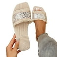 thumbnail image 1 of Lovskoo 2024 Women's Slippers Summer Open Toe Eva Flat Sandals Wear Tassel Slippers Silver, 1 of 8