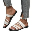 thumbnail image 1 of Lovskoo 2024 Women's Slippers Summer Open Toe Woven Strap Slippers Trendy Comfortable Flat Heeled Beach Slippers White, 1 of 7