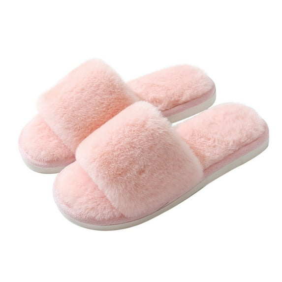 Lovskoo 2024 Women's Slippers Winter Long Velvet Ladies Slippers Home Thick Bottom Warm Indoor Slippers Soft Bottom Thickening Velvet Cotton Slippers Pink