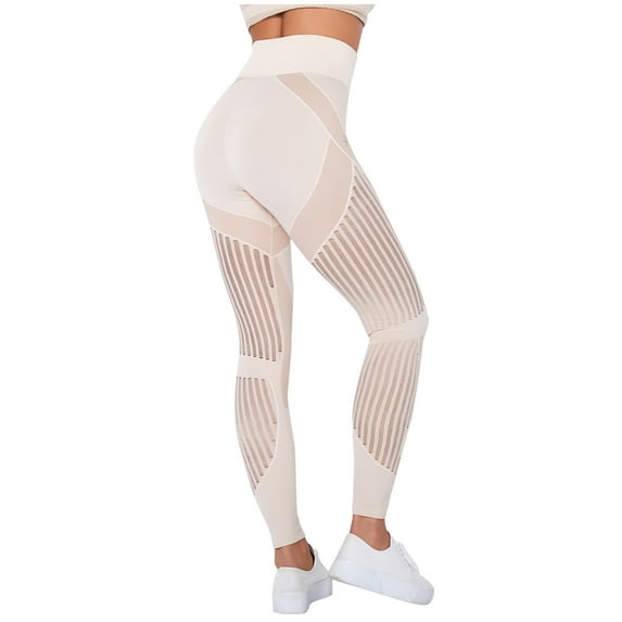 Lovskoo 2024 Women's Yoga Leggings Loose High Waist Wide Leg Pants Workout Out Casual Trousers Gym Pants Khaki-M