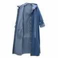 thumbnail image 1 of Lovskoo 2024 Women's Spring Long Sleeve Denim Jean Jacket Button Down Shirt Distressed Casual Button Loose Hooded Trench Jacket Long Outerwear Blue, 1 of 8