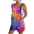 thumbnail image 1 of Lovskoo 2024 Women's Summer Casual Sleeveless Floral Printed Rompers Loose Spaghetti Strap Shorts Overalls Jumpsuit with Pockets Multicolor L, 1 of 5