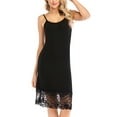 thumbnail image 1 of Lovskoo 2024 Women's Summer Lace Trim Full Slips for Under Dress Spaghetti Strap Nightgown Sleepwear Cami Dress Black L, 1 of 4