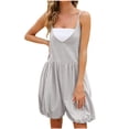 thumbnail image 1 of Lovskoo 2024 Women's Summer Solid Romper Casual Sleeveless V Neck Beach Stretchy Harem Shorts Romper Loose Spaghetti Strap Shorts Jumpsuit with Pockets Gray XL, 1 of 9