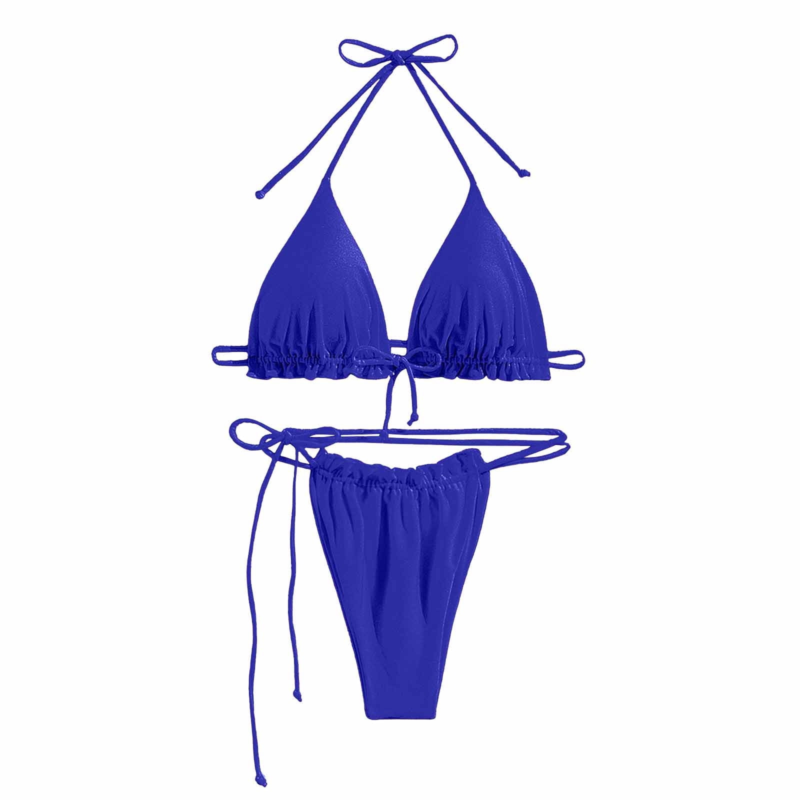 Lovskoo 2024 Women's Triangle Bikini Multiway Fishnet Tie