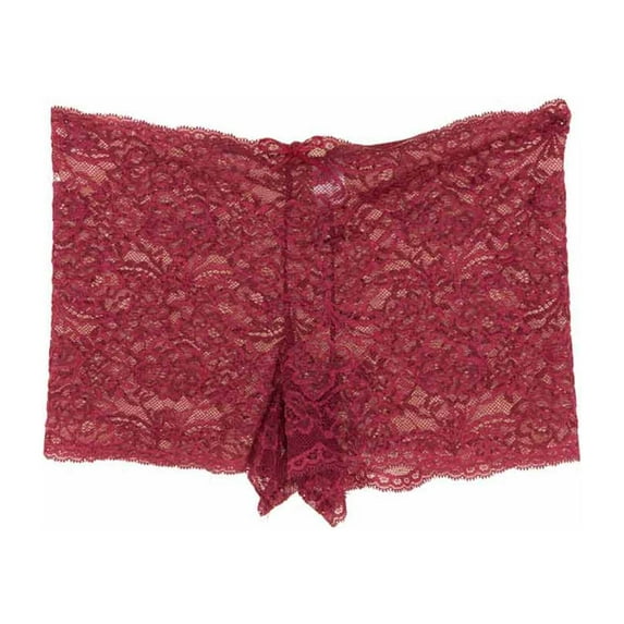 Lovskoo 2024 Women's Underwear Floral Lace Boyshort Panties High Waist Cheeky Panty Underwear for Women Burgundy-2XL