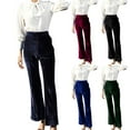 thumbnail image 1 of Lovskoo 2024 Women's Velvet Elastic Waist Flare Wide Leg Palazzo Long Pants Trousers Black, 1 of 7
