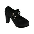 thumbnail image 1 of Lovskoo 2024 Women's Vintage Chunky Platform Mary Heels Pumps Shoes Closed Toe Velvet Ankle Strap Sandals High Block Heels Dress Shoes Black, 1 of 8