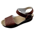 thumbnail image 1 of Lovskoo 2024 Women's Wedge Sandals Open Toe Hollow Out Summer Casual Dressy Ankle Strap Platform Sandals Brown, 1 of 6