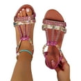 thumbnail image 1 of Lovskoo 2024 Women's Wedge Sandals Open Toe Rhinestone Summer Bohemian Shoes Casual Dressy Ankle Strap Platform Sandals Hot Pink, 1 of 5