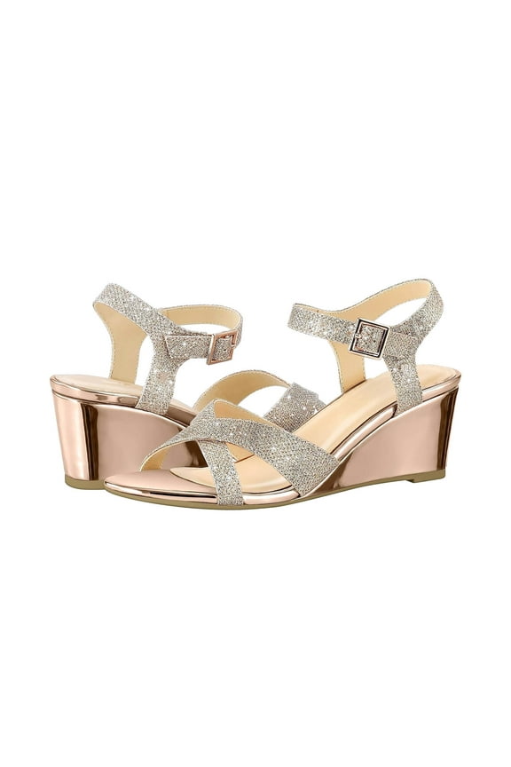 2024 Women's Wedge Sandals Open Toe Summer Bohemian Shoes Casual Dressy Ankle Strap Platform Sandals Rose Gold
