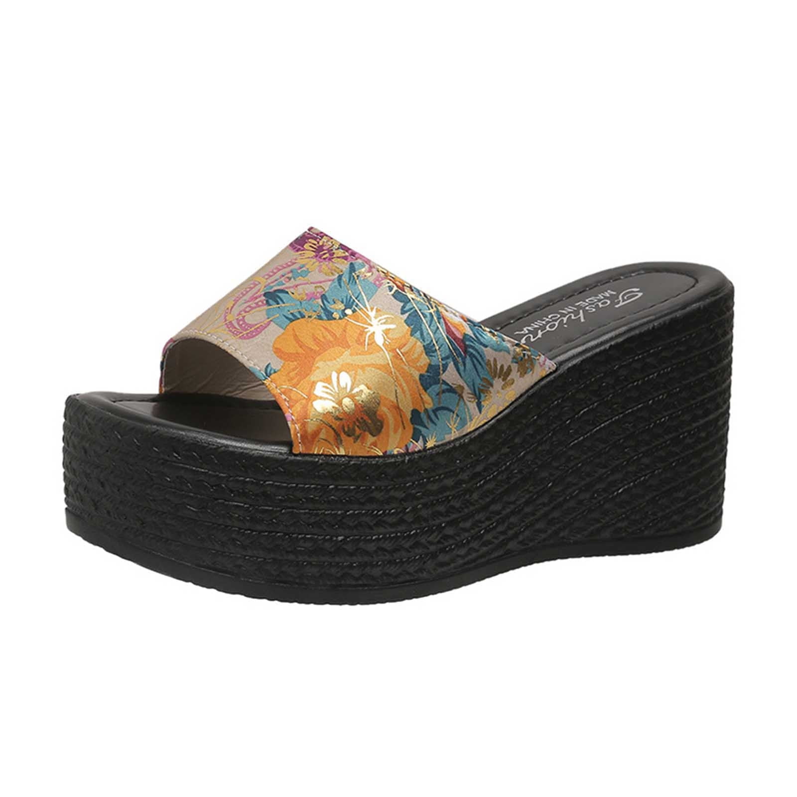 Lovskoo 2024 Women's Wedge Slipper Open Toe Summer Floral Platform ...