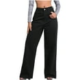 thumbnail image 1 of Lovskoo Women's Wide Leg Jeans Trendy Denim Trendy High Waist Loose Straight Leg Jeans Black L, 1 of 6